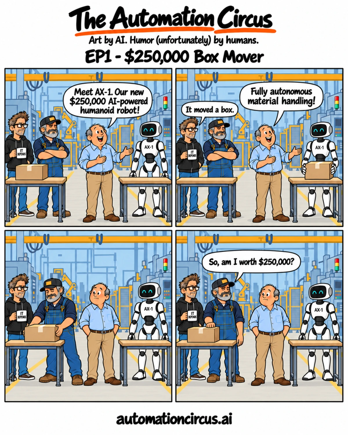 EP01 — $250,000 Box Mover. Complete four-panel strip.