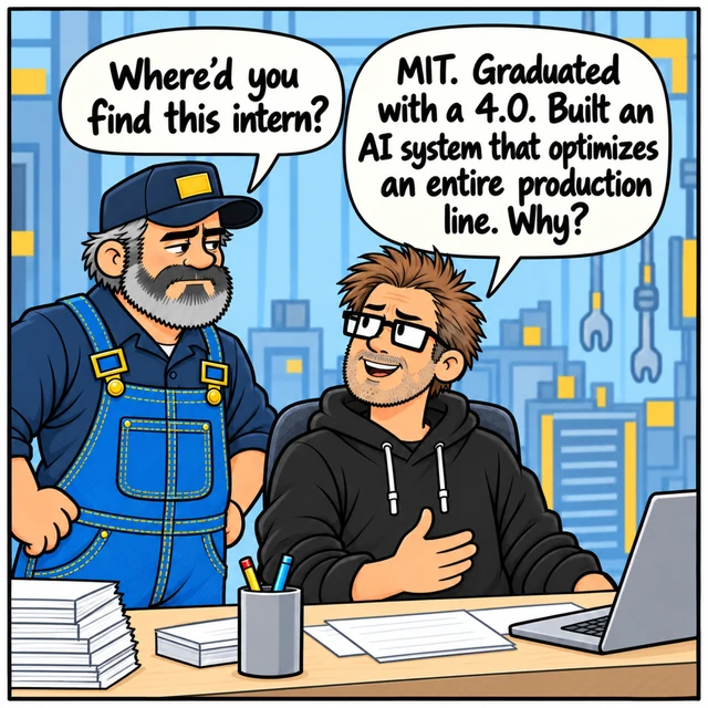 Four Point Oh, Zero Holes, panel 1. Mike approaches Jim at his desk. Jim looks confident.