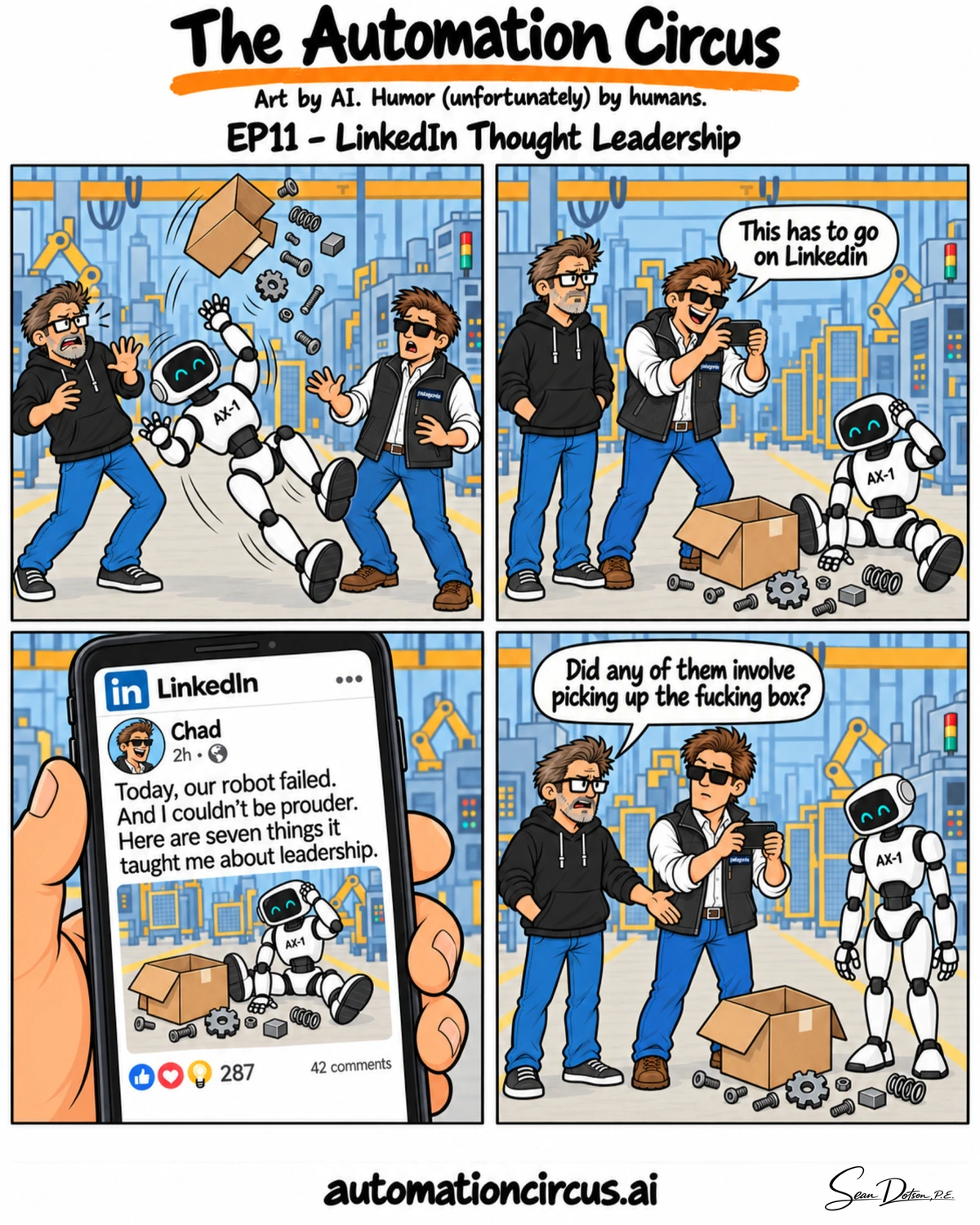 EP11 — LinkedIn Thought Leadership. Complete four-panel strip.